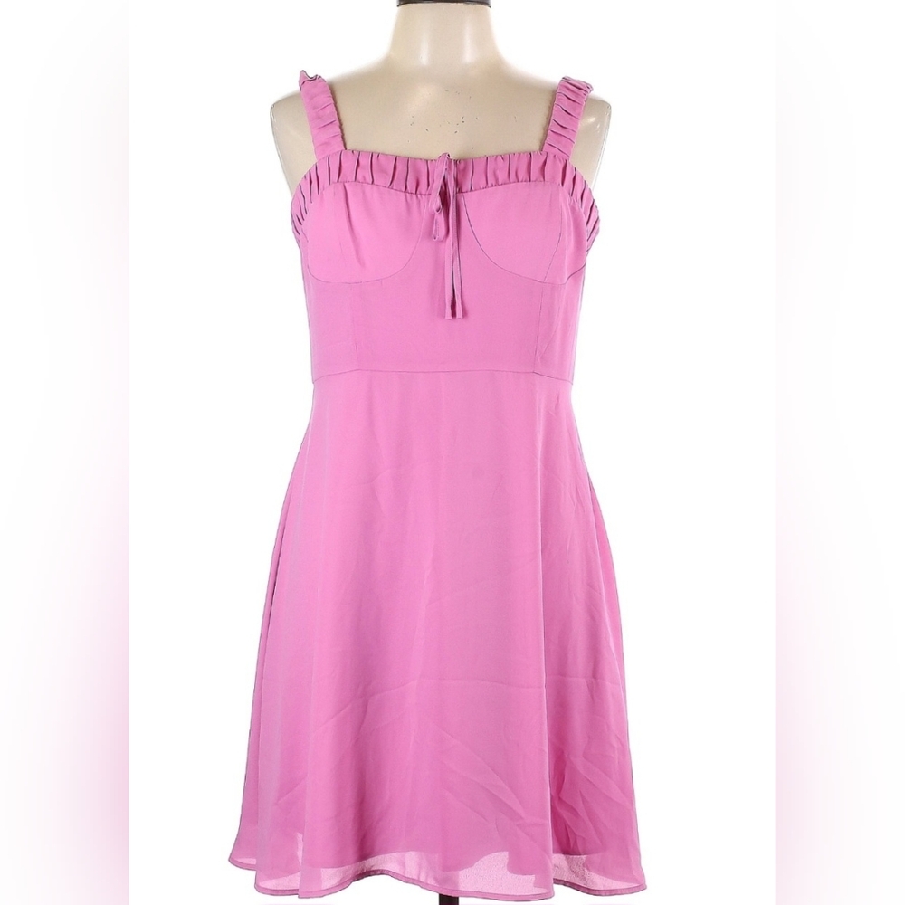 Gianni Bini Pink Ruffled Bustier Mini Dress Size 12 NWOT